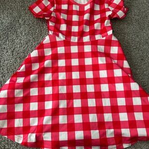 Red and White Checkered Kids Dress